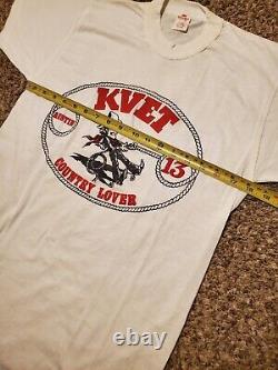 Vintage Circa 70s 80s KVET Country Lover Shirt, Sz M, Coronation Tag Super Rare