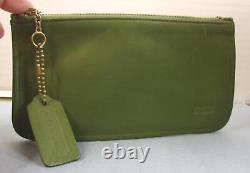 Vintage Coach Super Rare Green Skinny Zip Pouch Bag WithOriginal Tag Authenticatio