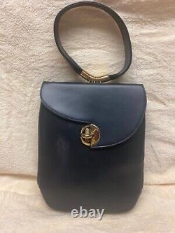 Vintage DEMalorySuper RARE Vintage 1960s dark Navy Blue Handbag leather MCM