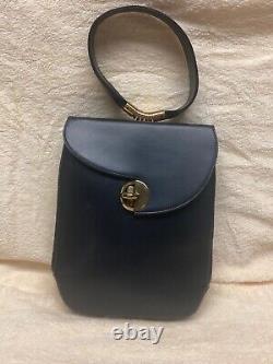 Vintage DEMalorySuper RARE Vintage 1960s dark Navy Blue Handbag leather MCM