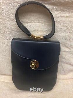 Vintage DEMalorySuper RARE Vintage 1960s dark Navy Blue Handbag leather MCM