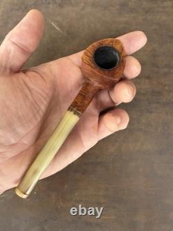 Vintage Estate Pipe. Super Rare ROPP Briar Pipe, With Bone Stem metal Band