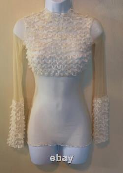 Vintage FLEUR DU MAL Rare2Find Y2K Delicate See-Through Ivory Mesh/Ruffles Top S Vintage FLEUR DU MAL Rare2Find Y2K Delicate See-Through Ivory Mesh/Ruffles Top S