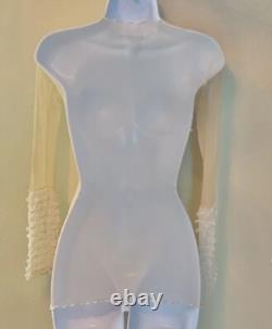 Vintage FLEUR DU MAL Rare2Find Y2K Delicate See-Through Ivory Mesh/Ruffles Top S