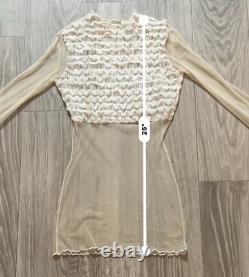 Vintage FLEUR DU MAL Rare2Find Y2K Delicate See-Through Ivory Mesh/Ruffles Top S