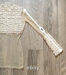 Vintage FLEUR DU MAL Rare2Find Y2K Delicate See-Through Ivory Mesh/Ruffles Top S