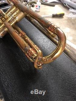 Vintage Getzen Super Deluxe Sterling Silver Artist Model Trumpet tri Color -RARE