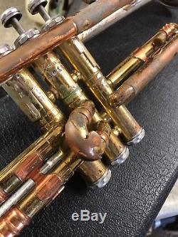 Vintage Getzen Super Deluxe Sterling Silver Artist Model Trumpet tri Color -RARE