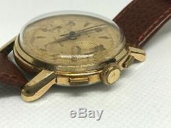 Vintage Gold Tell Chronograph 17 Jewels Super Rare Guiloche dial