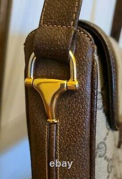 Vintage Gucci Horsebit 1955 Shoulder Bag Coated Canvas. Super Rare! Adjustable