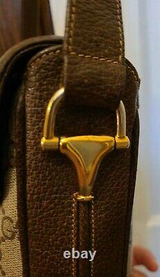 Vintage Gucci Horsebit 1955 Shoulder Bag Coated Canvas. Super Rare! Adjustable