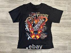 Vintage Harley Davidson T Shirt XL Forever Wild Super RARE Tiger Flames 1991