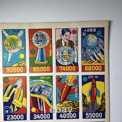 Vintage Japane Super Rare Menko Card space war Menko Russian Laika uncut sheet