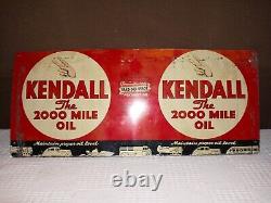 Vintage KENDALL MOTOR OIL THE 2000 MILE OIL Gas Sign SUPER-RARE! Authentic