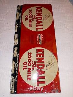 Vintage KENDALL MOTOR OIL THE 2000 MILE OIL Gas Sign SUPER-RARE! Authentic