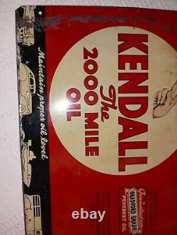 Vintage KENDALL MOTOR OIL THE 2000 MILE OIL Gas Sign SUPER-RARE! Authentic