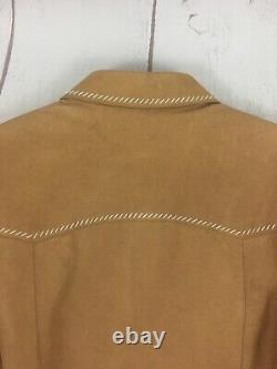 Vintage MIU MIU Leather Button Up Western Stitched Shirt Size 42 Rare Stained