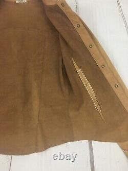 Vintage MIU MIU Leather Button Up Western Stitched Shirt Size 42 Rare Stained