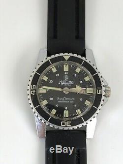 Vintage Mortima Super Datomatic Divers Watch 17 Jewels Waterproof 100% Date Rare