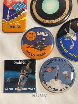 Vintage NASA JPL 1980's Super Rare Lot of 52 Buttons 1962 Team Member
