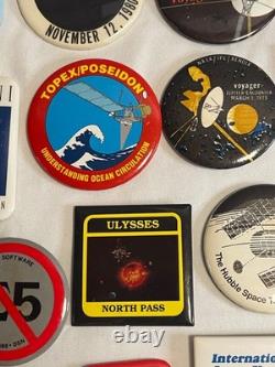 Vintage NASA JPL 1980's Super Rare Lot of 52 Buttons 1962 Team Member