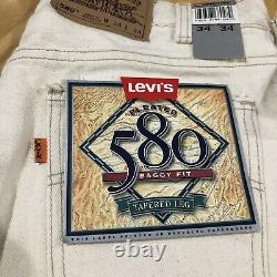 Vintage NOS Levis 580 Orange Tab Baggy Jeans 34x34 Made in USA SUPER RARE