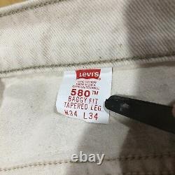 Vintage NOS Levis 580 Orange Tab Baggy Jeans 34x34 Made in USA SUPER RARE