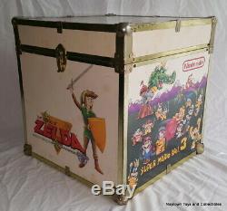 Vintage Nintendo SUPER MARIO BROS ZELDA Wooden STORAGE CHEST Box Trunk RARE 1990