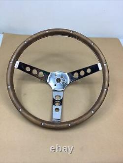 Vintage Original'60s Grant Wood Three Spoke Fingergrip Steering Wheel 13.5
