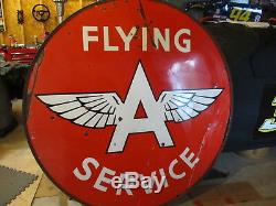 Vintage Porcelain Flying Service 6 Ft. Station Sign With Orig. Ring Super Rare