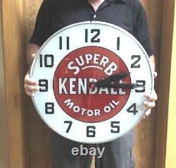 Vintage RARE LARGE 20 Super B Kendall Motor Oil Clock Advertising Swihart MINTY