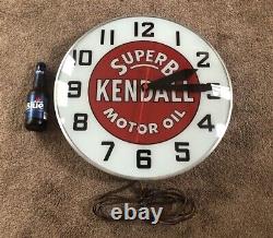 Vintage RARE LARGE 20 Super B Kendall Motor Oil Clock Advertising Swihart MINTY