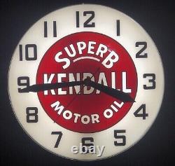 Vintage RARE LARGE 20 Super B Kendall Motor Oil Clock Advertising Swihart MINTY