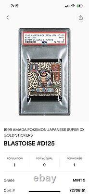 Vintage RARE Pokemon Blastoise D125 Amada Sticker Super DX Gold 1999 PSA 9 POP 1