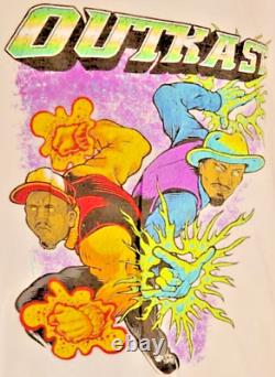 Vintage Rare Outkast Rap Hip Hop Super Hero Duo Graphic Print White T-Shirt