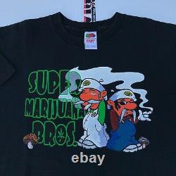 Vintage SUPER MARIJAUNA BROS T-Shirt Size XL RARE Nintendo Mario Drug Parody