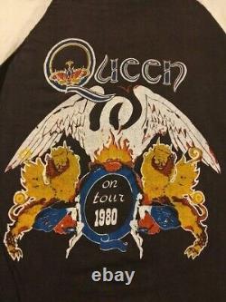 Vintage SUPER RARE 80s Queen Band Live In Concert 1980 Tour Medium T-shirt