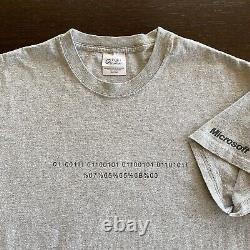 Vintage SUPER RARE 90s Microsoft GEEK Shirt Binary Hexadecimal Tee Large Gray