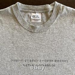 Vintage SUPER RARE 90s Microsoft GEEK Shirt Binary Hexadecimal Tee Large Gray