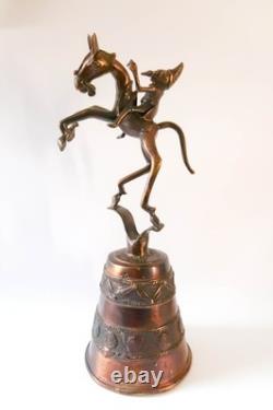 Vintage SUPER RARE Bronze Statue Sculpture Benin Kingdom Warrior Bell