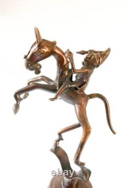 Vintage SUPER RARE Bronze Statue Sculpture Benin Kingdom Warrior Bell