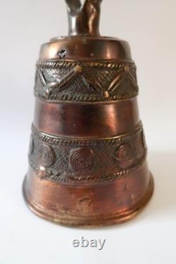 Vintage SUPER RARE Bronze Statue Sculpture Benin Kingdom Warrior Bell