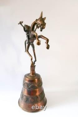Vintage SUPER RARE Bronze Statue Sculpture Benin Kingdom Warrior Bell