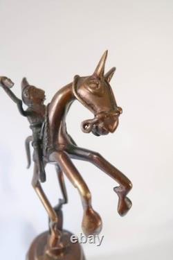 Vintage SUPER RARE Bronze Statue Sculpture Benin Kingdom Warrior Bell