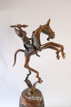 Vintage SUPER RARE Bronze Statue Sculpture Benin Kingdom Warrior Bell