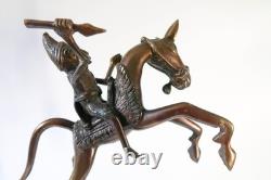 Vintage SUPER RARE Bronze Statue Sculpture Benin Kingdom Warrior Bell