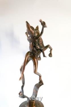 Vintage SUPER RARE Bronze Statue Sculpture Benin Kingdom Warrior Bell