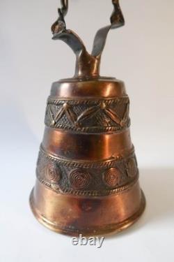 Vintage SUPER RARE Bronze Statue Sculpture Benin Kingdom Warrior Bell