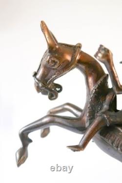 Vintage SUPER RARE Bronze Statue Sculpture Benin Kingdom Warrior Bell