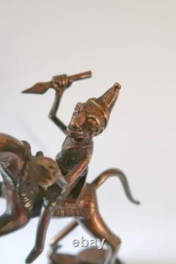 Vintage SUPER RARE Bronze Statue Sculpture Benin Kingdom Warrior Bell